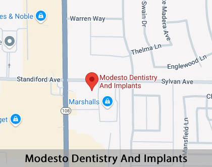 Map image for Options for Replacing Missing Teeth in Modesto, CA